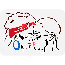 FINGERINSPIREE African Lover Painting Stencil 11.7x8.3 inch Resuable Couple Head Drawing Stencil Character Theme Lover Pattern Templates for Painting on Scrapbook Fabric Floor Furniture Wood