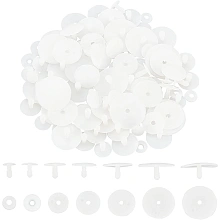 PH PandaHall 60 Sets White Safety Joints, 7 Size Plastic Animal Joints Body Joints with Washers Soft Making Limbs and Head Joints for DIY Crafts Stuffed Teddy Bear Making Accessories