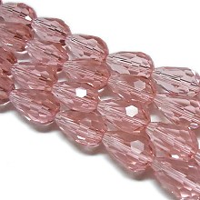 Honeyhandy Glass Beads Strands, Faceted, Drop, Indian Red, 12x8mm, Hole: 1mm, about 56~58pcs/strand, 25~27 inch