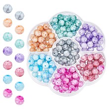 SUPERFINDINGS 175Pcs 7 Colors Opaque Baking Painted Crackle Glass Beads 8x7.5mm Faceted Round Spacer Beads Bracelet Loose Beads for Necklace Bracelet Earring Jewelry Making