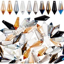 AHANDMAKER 60 Pcs Glass Icicle Prism Pendants, 10 Colors Electroplated Crystal Chandelier Glass Beads 20mm Top Drilled Drop Spacer Beads for DIY Craft Jewelry Necklace Bracelet Earring Making