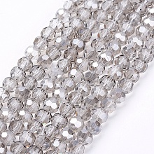 Honeyhandy Glass Beads Strands, Faceted, Round, Gainsboro, 6mm, Hole: 1mm, about 98~100pcs/strand, 21.5 inch