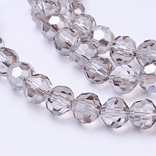 Honeyhandy Glass Beads Strands, Faceted(32 Facets), Round, Gainsboro, 8mm, Hole: 1.5mm, about 66~67pcs/strand, 15.12 inch~15.35 inch(38.4~39cm)