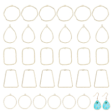 CHGCRAFT 30Pcs 5Styles Open Back Bezel Pendants Geometric Hollow Frame Rectangle Ring Charms for DIY UV Resin Pressed Flower Jewelry Making