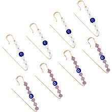 DICOSMETIC 2 Styles Evil Eye Safety Pins 8Pcs Brooches Clips Pins with Faceted Glass Beads and Resin Evil Eye Beads Small Safety Pins for Clothes Bag Scarf Decoration