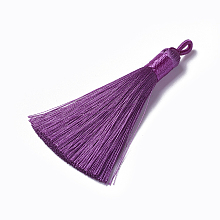 Honeyhandy Polyester Tassel Pendants, Dark Orchid, 78~82x8mm, Hole: 2~4mm