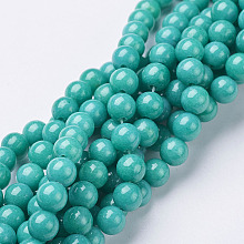 Honeyhandy Natural Mashan Jade Round Beads Strands, Dyed, Dark Turquoise, 6mm, Hole: 1mm, about 69pcs/strand, 15.7 inch