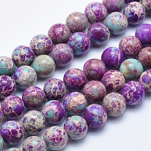 Honeyhandy Natural Imperial Jasper Beads Strands, Dyed, Round, Blue Violet, 4mm, Hole: 1mm, about 90pcs/strand, 15.5 inch