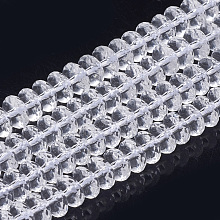 Honeyhandy Synthetic Quartz Crystal Beads Strands, Faceted, Rondelle, 6~6.5x3.5~4mm, Hole: 1.5mm, about 122pcs/strand, 15.5 inch