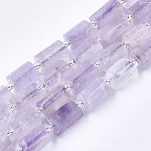 Honeyhandy Natural Amethyst Beads Strands, Faceted, Column, 8~11x6~8x5~7mm, Hole: 1mm, about 15~17pcs/strand, 7.28~7.48 inch