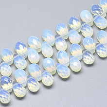 Honeyhandy Opalite Beads Strands, Top Drilled Beads, Faceted, Teardrop, 11.5~12x8mm, Hole: 0.8mm, about 40pcs/strand, 8.2 inch