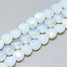 Honeyhandy Opalite Beads Strands, Faceted, Heart, 10x10x5mm, Hole: 1.2mm, about 20pcs/strand, 7.4 inch