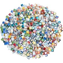 OLYCRAFT 450g 9 Colors Square Mosaic Glass Pieces 10mm Glass Mosaic Tiles Iridescent Crystal Mosaic Colorful Glass Pieces for DIY Mosaic Tiles Picture Frames Home Decorations DIY Crafts