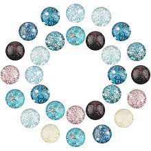 Arricraft 200 Pcs 12mm Printed Glass Cabochons, Flatback Dome Cabochons, Mosaic Tile for Photo Pendant Making Jewelry, Flower & Plants