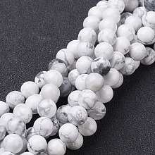 Honeyhandy Gemstone Beads Strands, Natural Howlite Round Beads, White, about 10mm in diameter, hole: 1mm, 39pcs/strand, 15.5 inch