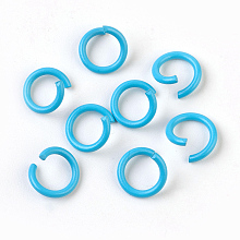 Honeyhandy Iron Jump Rings, Open Jump Rings, Sky Blue, 17 Gauge, 8~8.5x1.2mm, Inner Diameter: 5~6mm