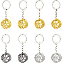 DICOSMETIC 8Pcs 4 Colors Wheel Rim Tyre Keychain Six Star Wheel Keychain Simulation Racing Tire Keychain Motorcycle Car Fans Keyring Alloy Auto Keychain for Crafts Purse Bag Decor