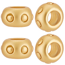 Beebeecraft 50Pcs Brass Beads, Long-Lasting Plated, Matte Style, Flat Round, Real 18K Gold Plated, 6x3.5mm, Hole: 3mm