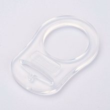 Honeyhandy Eco-Friendly Plastic Baby Pacifier Holder Ring, Clear, 48x32x3mm, Hole: 22mm