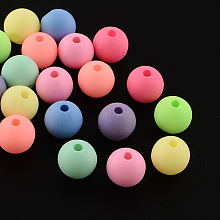 Honeyhandy Round Spray Painted Fluorescent Acrylic Beads, Mixed Color, 10mm, Hole: 2mm, about 1020pcs/500g