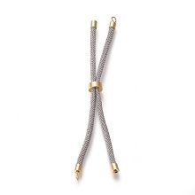 Honeyhandy Nylon Twisted Cord Bracelet Making, Slider Bracelet Making, with Eco-Friendly Brass Findings, Round, Golden, Light Grey, 9 inch(22.8cm), Hole: 2.8mm, Single Chain Length: about 4-1/2 inch(11.4cm)