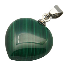 Honeyhandy Gemstone Pendants, with Alloy Findings, Natural Malachite, Grade A, Heart, Green, 15x15x6mm, Hole: 3mm