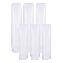 BENECREAT Transparent Cosmetic Soft Tube, Plastic Lotion Shampoo Cream Squeeze Packaging Tube, Screw Lid Flip Cap, White, 13.2x2.8cm; Capacity: about 30~50ml, 6pcs/set