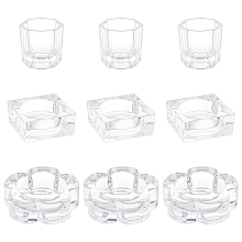 SUPERFINDINGS 9Pcs 3 Style Crystal Tealight Candle Holders Square Tealight Candle Holders Dinner Table Decor Clear Glass Table Centerpiece for Ceremony Home Decoration