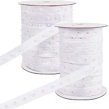 PandaHall Elite 2 Rolls 50 Yard/Roll Polyester Sewing Snap Fastener Tape Snap Ribbon Zipper Fasteners with Plastic Buttons for Sewing DIY Accessories, White