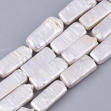 ARRICRAFT Natural Baroque Pearl Keshi Pearl Beads Strands, Cultured Freshwater Pearl, Rectangle, Seashell Color, 25~28x10~12x5~10mm, Hole: 0.6mm, about 14~15pcs/Strand, 15.75 inches(40cm)