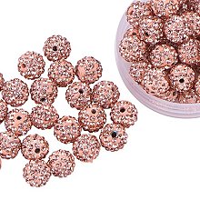 ARRICRAFT 100 Pcs 10mm Light Peach Shamballa Pave Disco Ball Clay Beads, Polymer Clay Rhinestone Beads Round Charms Jewelry Makings