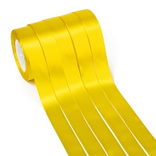 Honeyhandy Single Face Satin Ribbon, Polyester Ribbon, Yellow, 1 inch(25mm) wide, 25yards/roll(22.86m/roll), 5rolls/group, 125yards/group(114.3m/group)