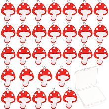 SUNNYCLUE 1 Box 30Pcs Mushroom Charms Cartoon Mushroom Cabochons Resin Mini Mushroom Ornament for Jewelry Making Charms Earring Decorations Keychain Bracelet Supplies Beginners Adult Women