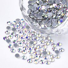 Honeyhandy Hotfix Rhinestone, Glass Rhinestone Flat Back Cabochons, Half Round, Crystal AB, SS16, 3.8~4x1.5mm, about 1440pcs/bag