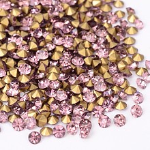 Honeyhandy Back Plated Grade A Diamond Glass Pointed Rhinestone, Light Amethyst, 3.8~3.9mm, about 1440pcs/bag