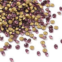 Honeyhandy Back Plated Grade A Diamond Glass Pointed Rhinestone, Light Amethyst, 2.3~2.4mm, about 1440pcs/bag