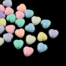 Arricraft Opaque Acrylic Beads, Heart, Mixed Color, 7x7x5mm, Hole: 2mm, about 3500pcs/500g