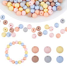 HOBBIESAY 120Pcs 6 Colors Food Grade Eco-Friendly Silicone Beads, Chewing Beads For Teethers, DIY Nursing Necklaces Making, Round, Mixed Color, 9mm, Hole: 1.4mm, 20pcs/color