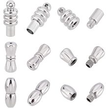 DICOSMETIC 12 Sets 3 Style Stainless Steel Screw Twist Clasps Barrel Screw Clasps Oval Screw Twist Clasps Column Screw Clasps Connector Tube Fastener Metal Jewelry Clasp for Jewelry Making Craft