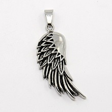 Honeyhandy Retro Men's 201 Stainless Steel Big Single Wing Big Pendants, Antique Silver, 54x18x5.5mm, Hole: 8x4mm