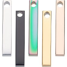 SUNNYCLUE 1 Box 5 Colors Stamping Blank Bar Pendants Rectangle Stainless Steel Stamping Tag Metal Name Plate Charms for DIY Bracelets Necklaces Jewelry Making Crafts Supplies