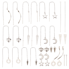 SUNNYCLUE 1 Box DIY 16 Pairs Chain Earring Findings Ear Threads Earrings Chains Stainless Steel Fashion Charms Earrings Making Starter Kit Valentine Heart Charm Bar Charms for Jewelry Making Kits