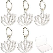 SUNNYCLUE 1 Box Sterling Silver Lotus Flower Charms Flower of Life Jewellery Pendants Hollow Lotus Dangle for DIY Jewellery Making Earring Necklace Bracelet Crafts Supplies