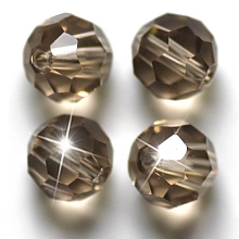 Honeyhandy Imitation Austrian Crystal Beads, Grade AAA, Faceted, Round, Gray, 10mm, Hole: 0.9~1mm