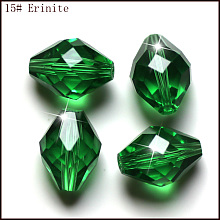 Honeyhandy Imitation Austrian Crystal Beads, Grade AAA, Faceted, Bicone, Green, 10x13mm, Hole: 0.9~1mm