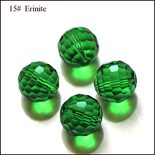 Honeyhandy Imitation Austrian Crystal Beads, Grade AAA, Faceted, Round, Green, 10mm, Hole: 0.9~1mm