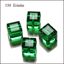 Honeyhandy Imitation Austrian Crystal Beads, Grade AAA, Faceted, Cube, Green, 8x8x8mm(size within the error range of 0.5~1mm), Hole: 0.9~1.6mm