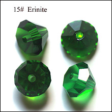 Honeyhandy Imitation Austrian Crystal Beads, Grade AAA, Faceted, Diamond, Green, 9.5~10x7~8mm, Hole: 0.9~1mm