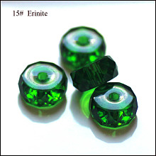 Honeyhandy Imitation Austrian Crystal Beads, Grade AAA, Faceted, Flat Round, Green, 8x3.5mm, Hole: 0.9~1mm