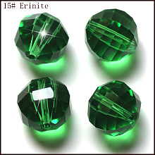 Honeyhandy Imitation Austrian Crystal Beads, Grade AAA, Faceted, Round, Green, 10mm, Hole: 0.9~1mm